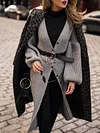 Leisure Fashion Leopard Lapel Collar Buttoned Long Sleeve Outerwear