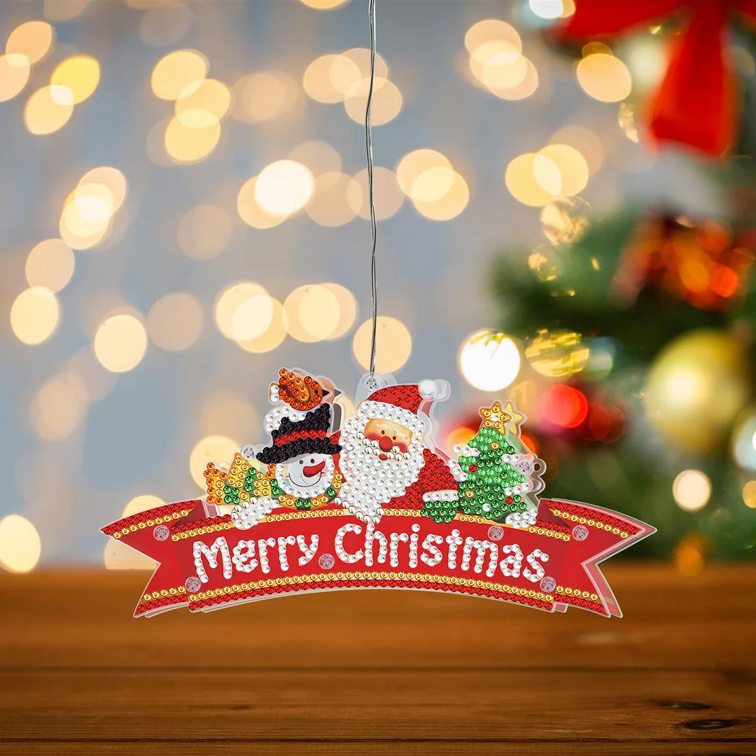 5D Christmas Diamond Painting Hanging Light Festive Rhinestone Lamp Pendant