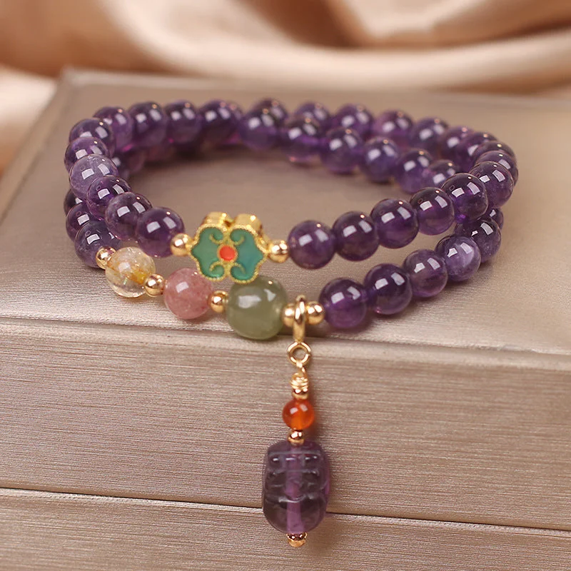 Natural Amethyst Pixiu Wealth Bracelet