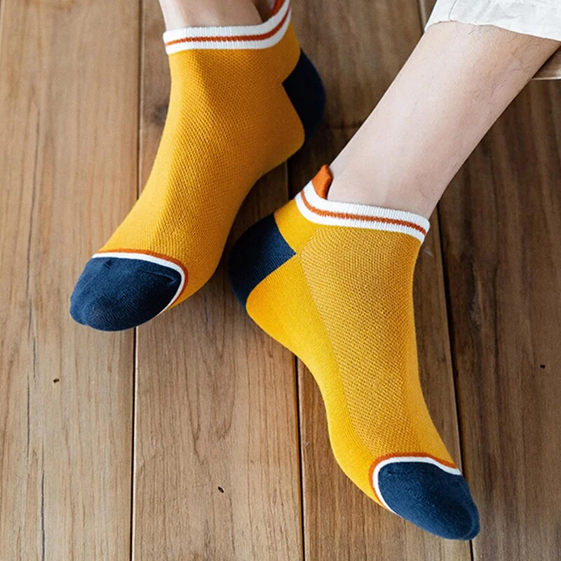 4 Pairs Men Cotton Socks Breathable Four Seasons Fashion Ankle Sock High Heel Wear Mesh Strong Elasticity Sweat funny street