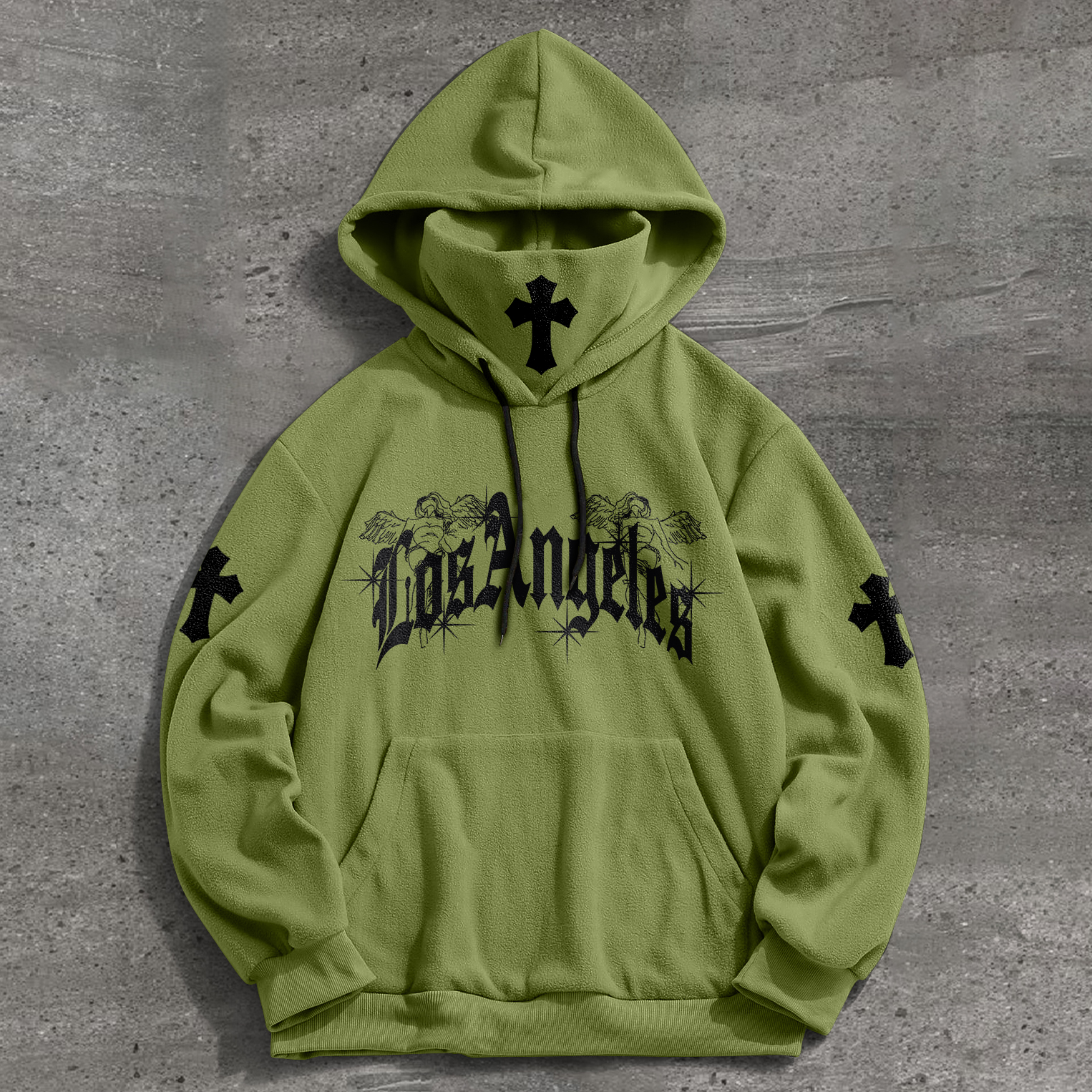 Retro Mask Design Warm Fleece Hoodies