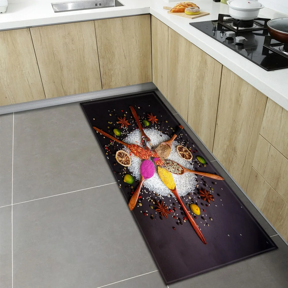 Spices Kitchen Mat Home Entrance Doormat Hallway Balcony Bathroom Anti-Slip Rug Bedroom Living Room Floor Decoration Long Carpet