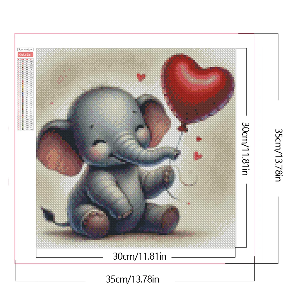 Diamond Painting - Full Square Drill - Valentine's Day Elephant(Canvas|35*35cm)