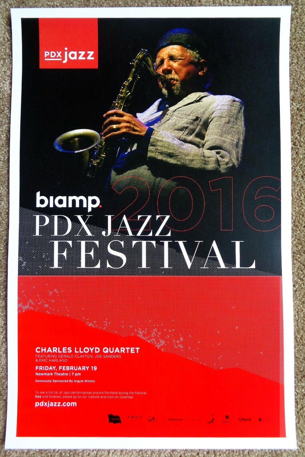 CHARLES LLOYD QUARTET 2016 POSTER PDX Jazz Festival Portland Oregon Concert