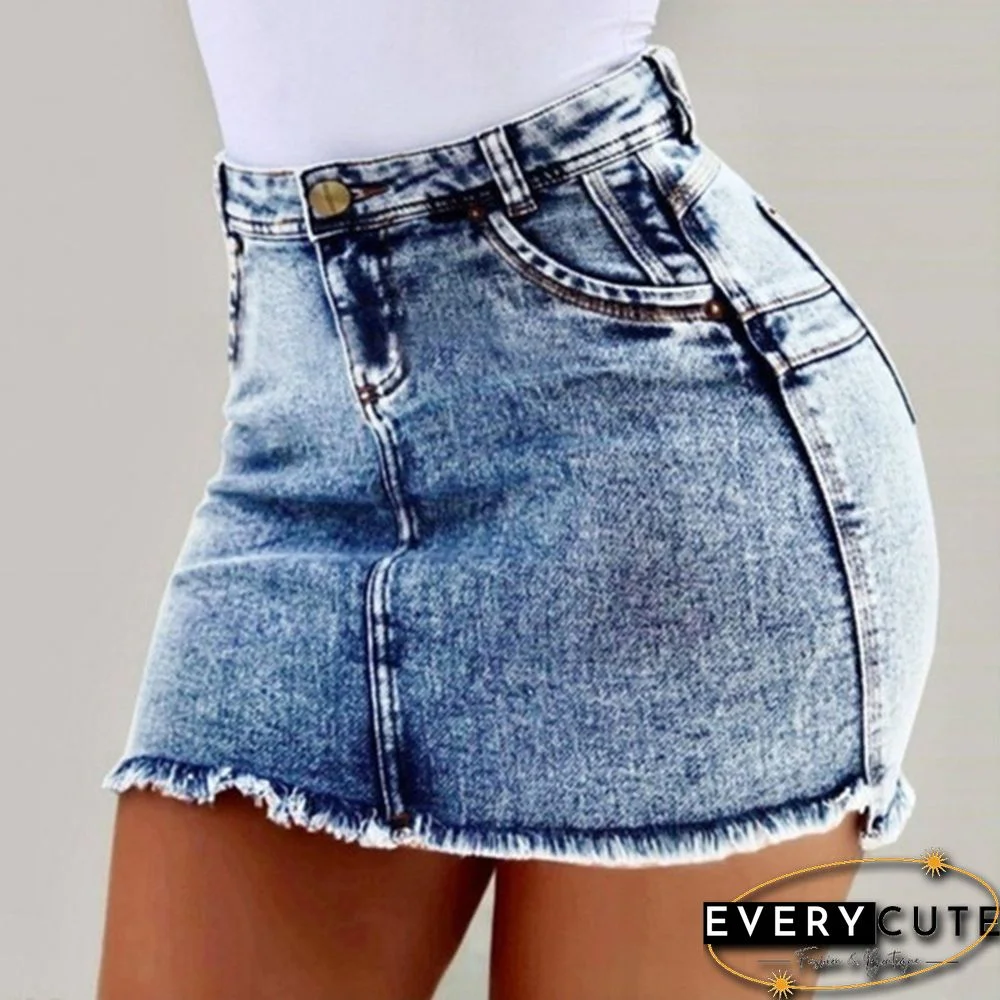 Women Fashion Summer Denim Skirts Slim Fit Casual Pack Hip Jeans Short Skirt Plus Size S~3Xl
