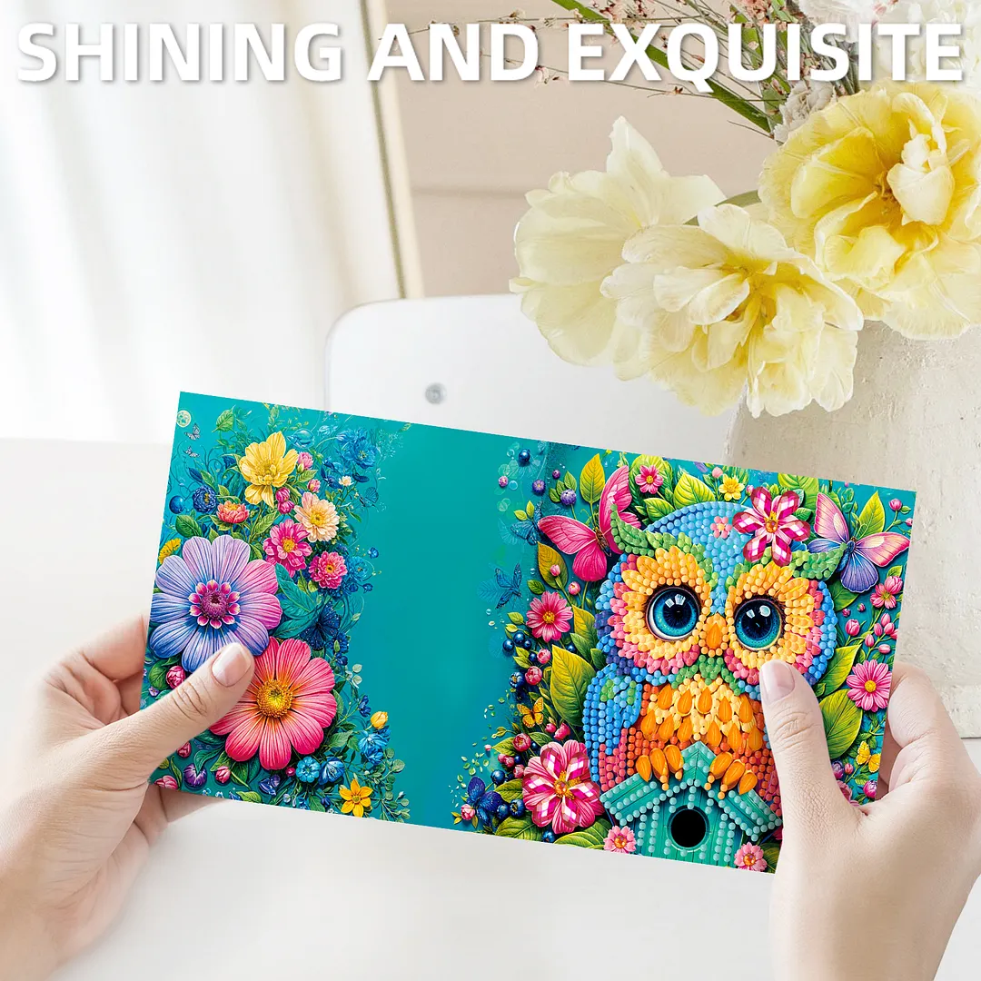 6pcs Birds and Owls DIY Diamond Painting Greeting Card Kits with Envelopes Diamond Art Greeting Cards Diamond Art Cards Kits for Adults DIY Crafts Family Friend Gifts