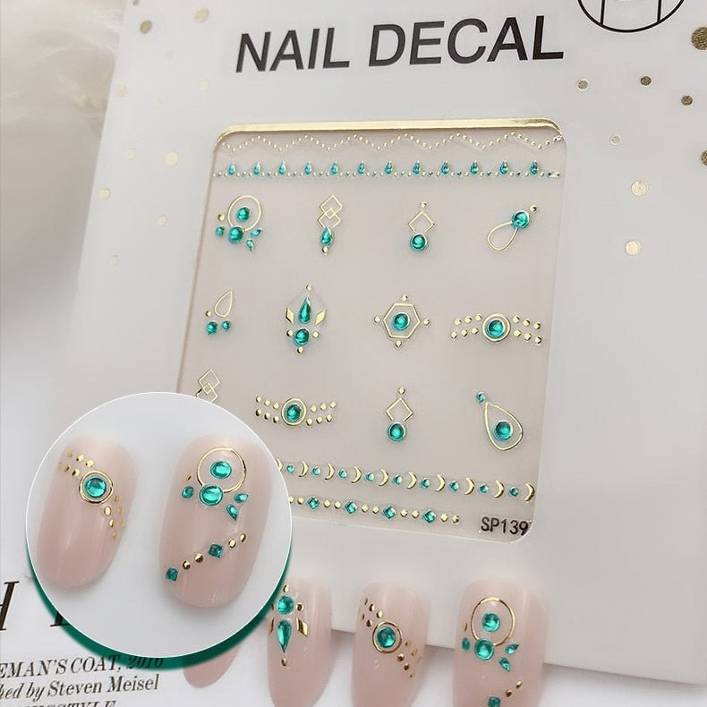 Mini Nails Art Decoration Stickers Set Flower Rhinestone DIY Nail Art Decal Set Self-adhesive 3D Nails Sticky Nail Art Supplies