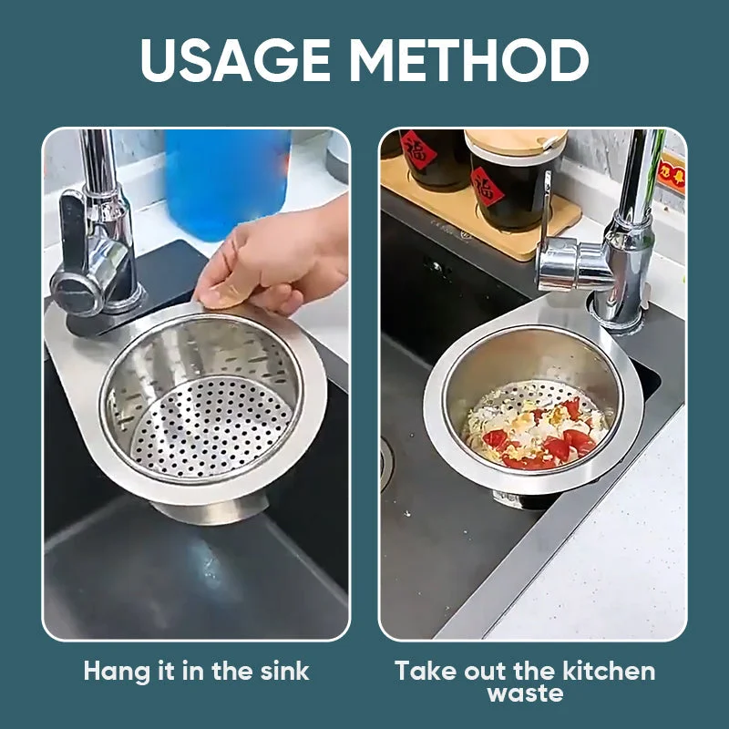 2 Pack Multifunctional Drain Basket, 2024 New Drainage Basket Funnel, Kitchen Sink Drain Strainer Basket Rack With Spout For Vegetables Fruits Pasta Drainer Food Basket