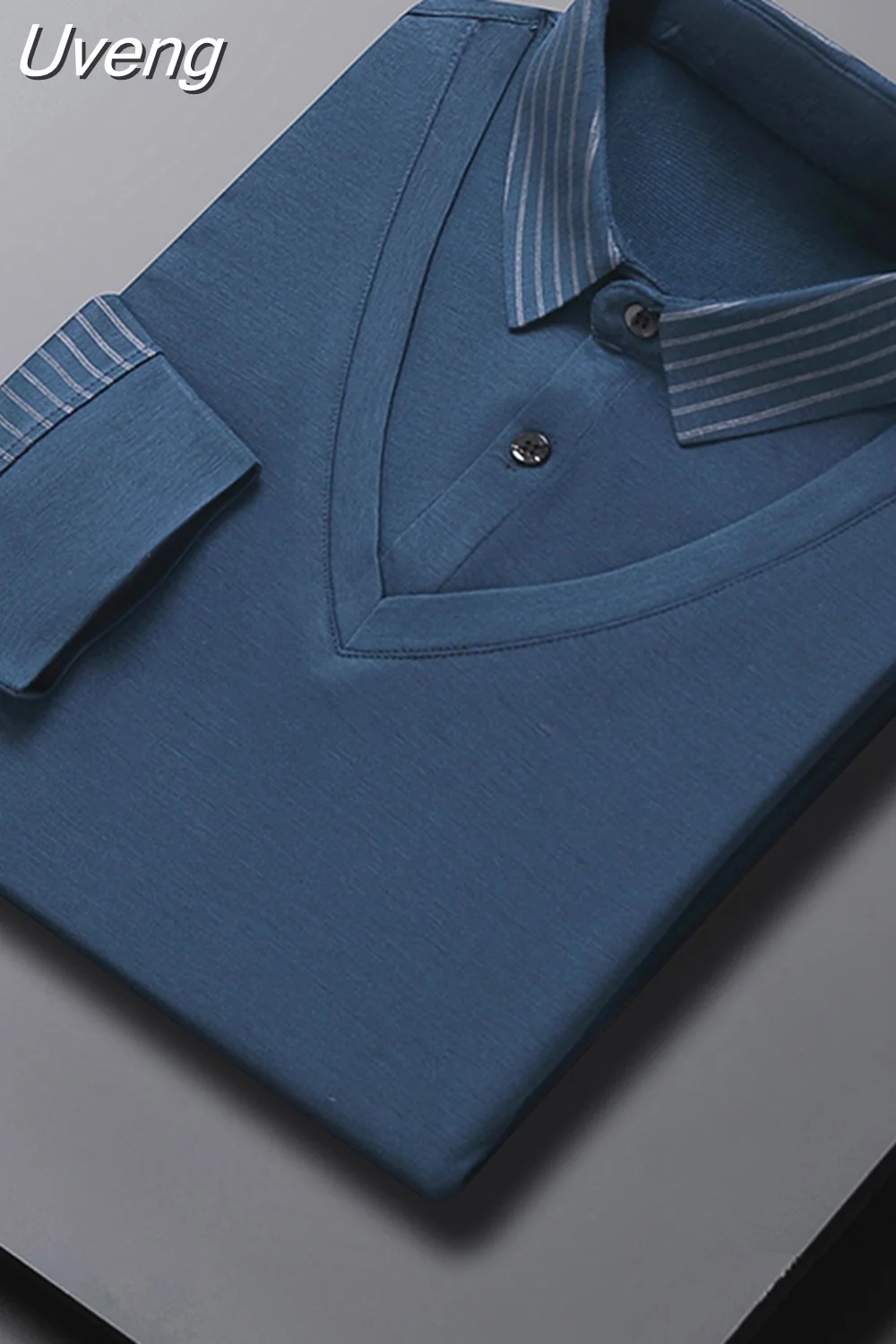 Uveng Colors 2025 New Arrival Men's Casual Classic Polo Shirts Men Business Slim Fit Long Sleeve Polos Brand Men's Clothing 413-0