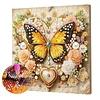 Framed Diamond Painting - Special Shaped - Yellow Butterfly and Flowers (25x25cm)