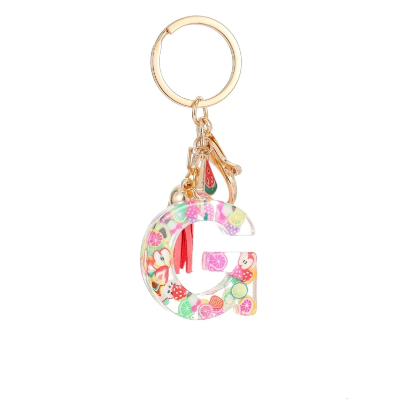 Cute Letter Tassel Watermelon Resin Unisex Keychain