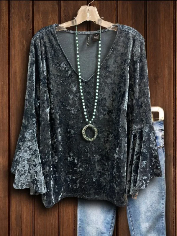 Velvet Bell Sleeve Top