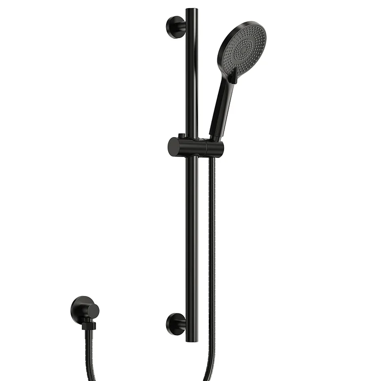 EVERSTEIN Round Handheld Showerhead with Slide Bar Matte Black SFS-1136-BK