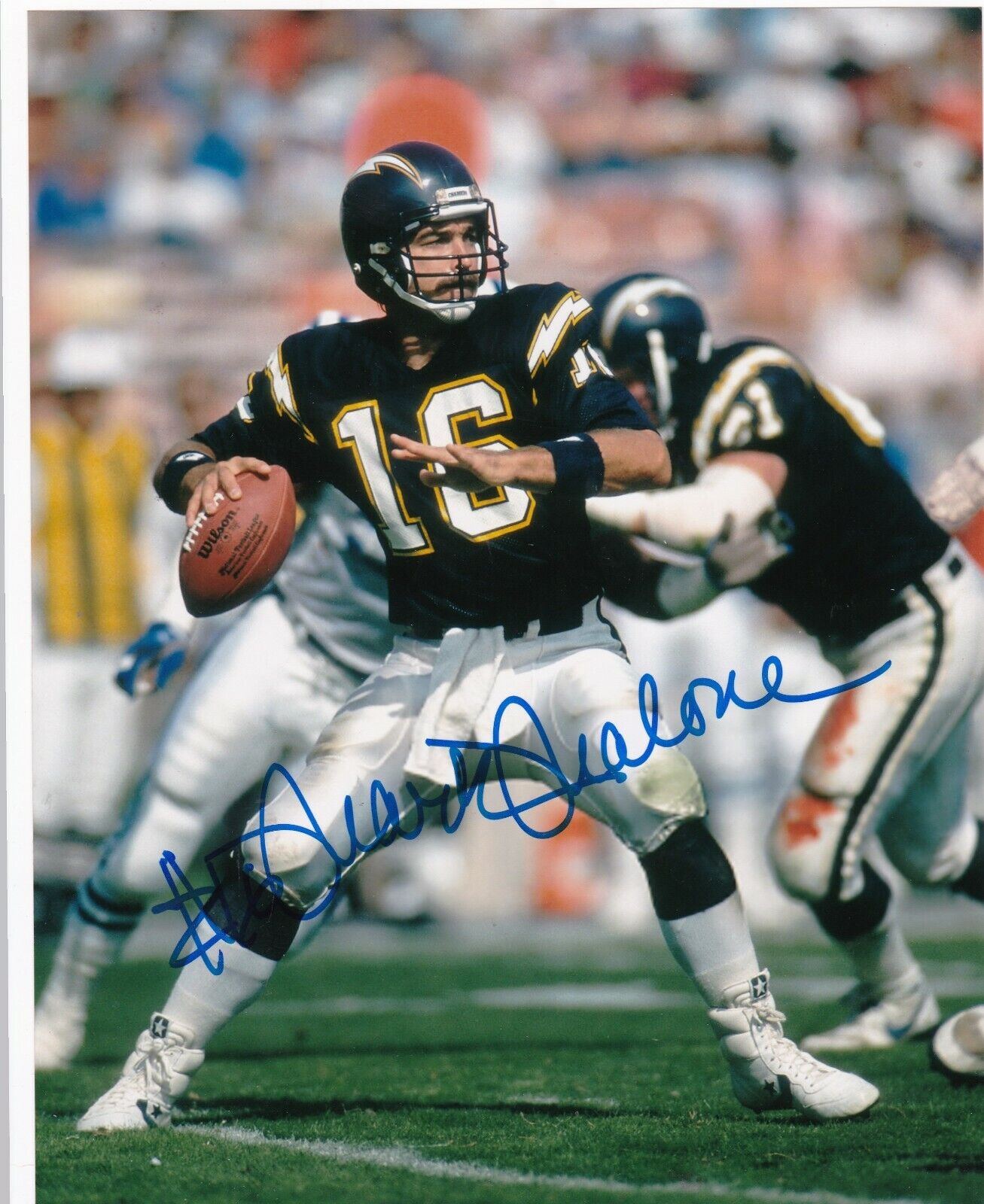 MARK MALONE SAN DIEGO CHARGERS ACTION SIGNED 8x10