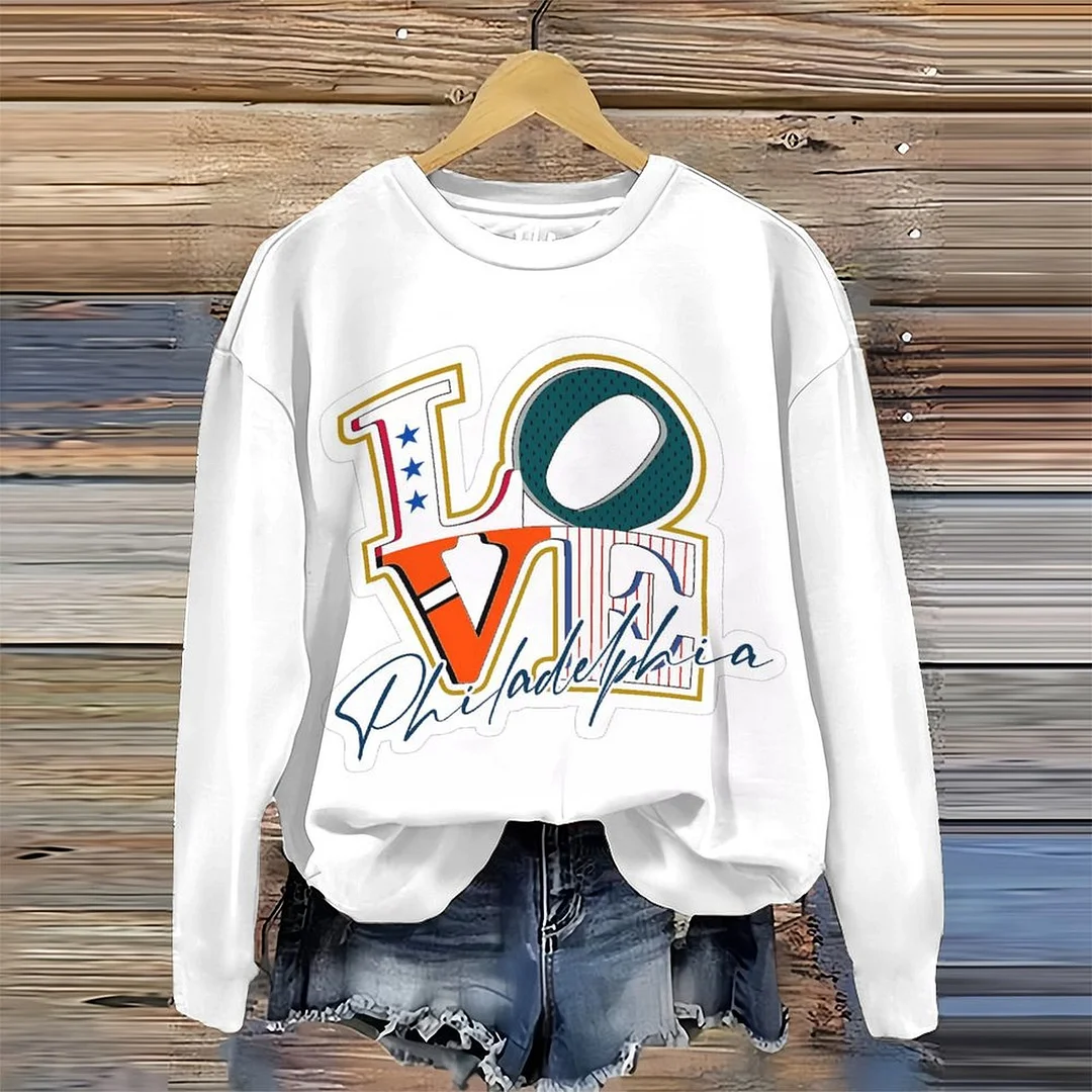 Round-neck Sweatshirt Long Sleeve Casual T-shirt for Women and Men  , Blue, Red