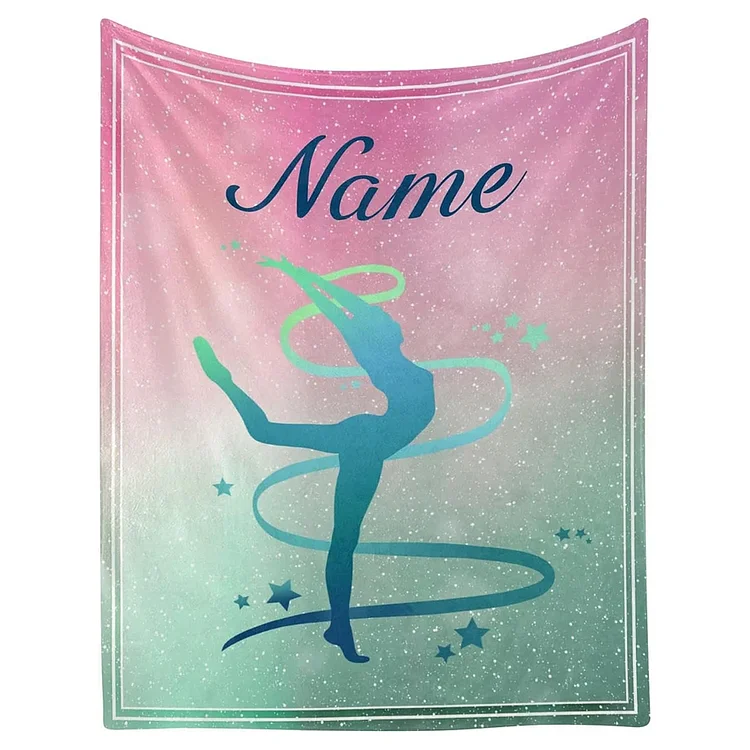 Girl Gymnastics Art Personalized Blanket with Name Soft Blankets | BKKid636