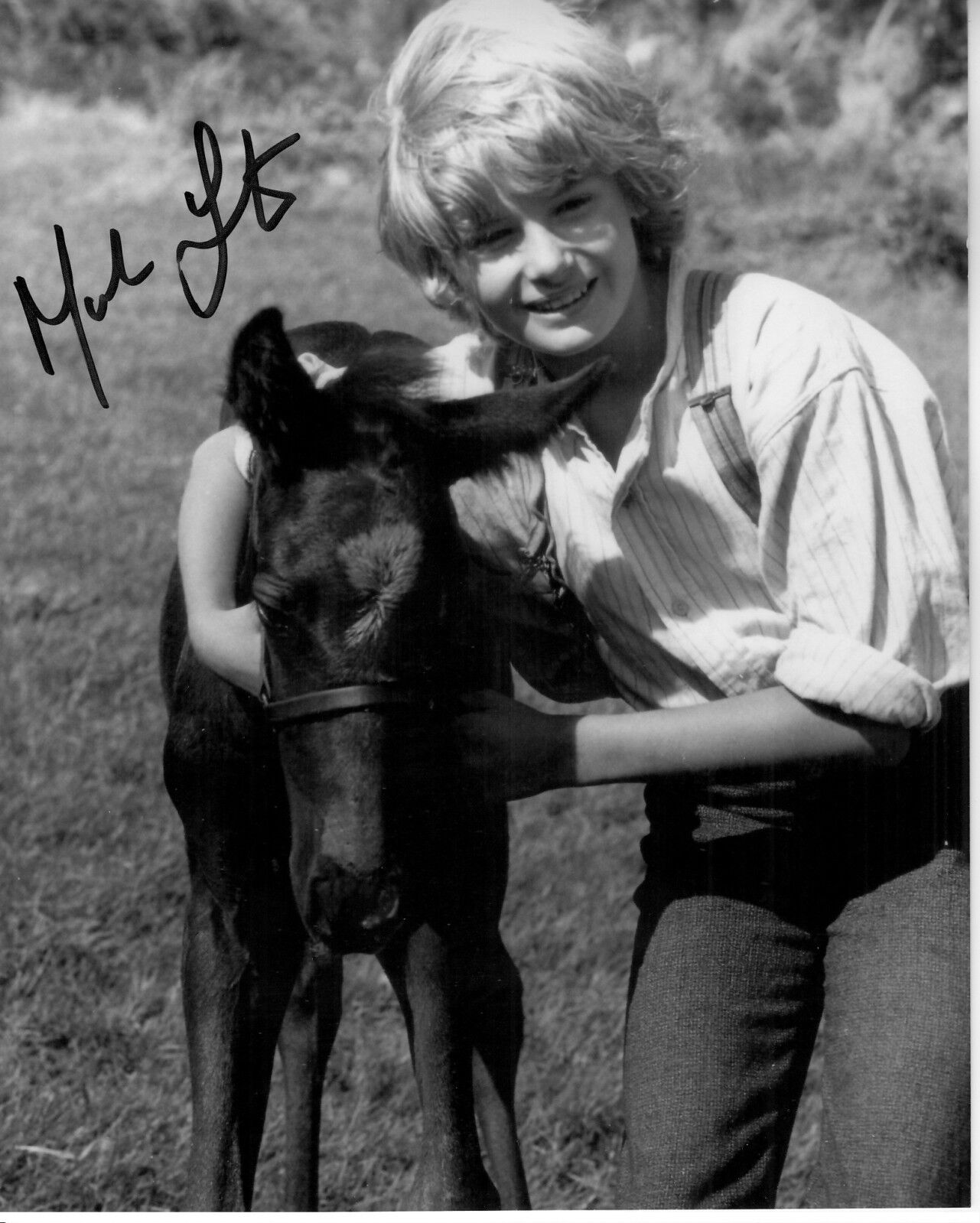 MARK LESTER hand-signed BLACK BEAUTY 8x10 uacc rd coa CUTE CLOSEUP W/ HIS PONY