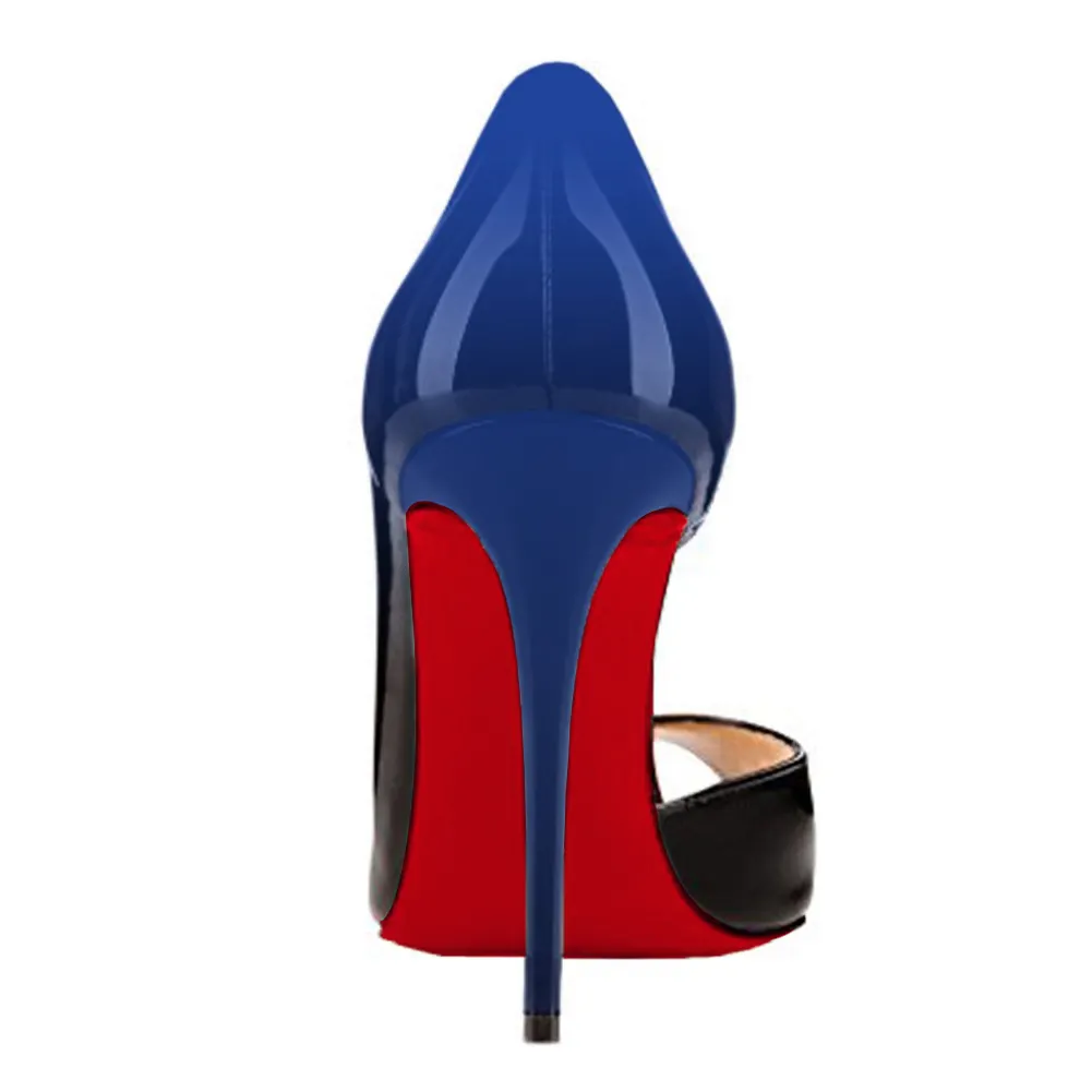 120mm Women's Party Wedding Peep Toe Heels Gradient Color Blue Black-vocosishoes
