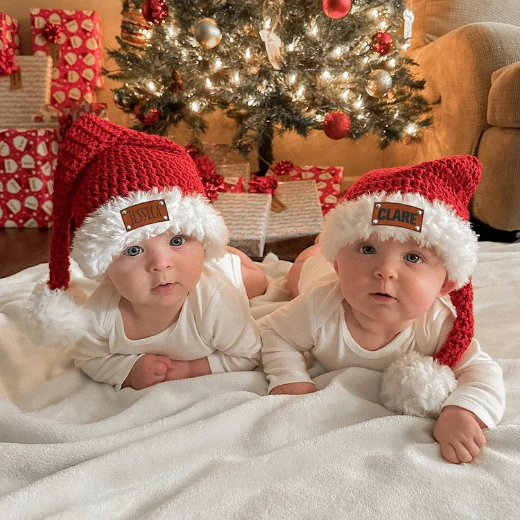 Personalized Leather Patch Christmas Santa Hat