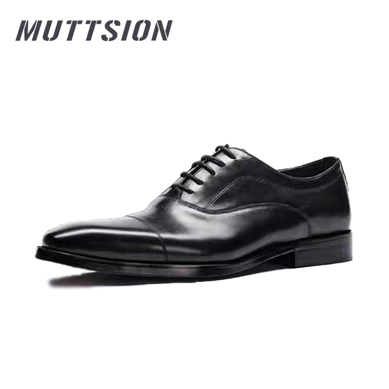 MUTTSION Oxford  British Style Red Sole Genuine Leather Men's Formal Leather Shoes