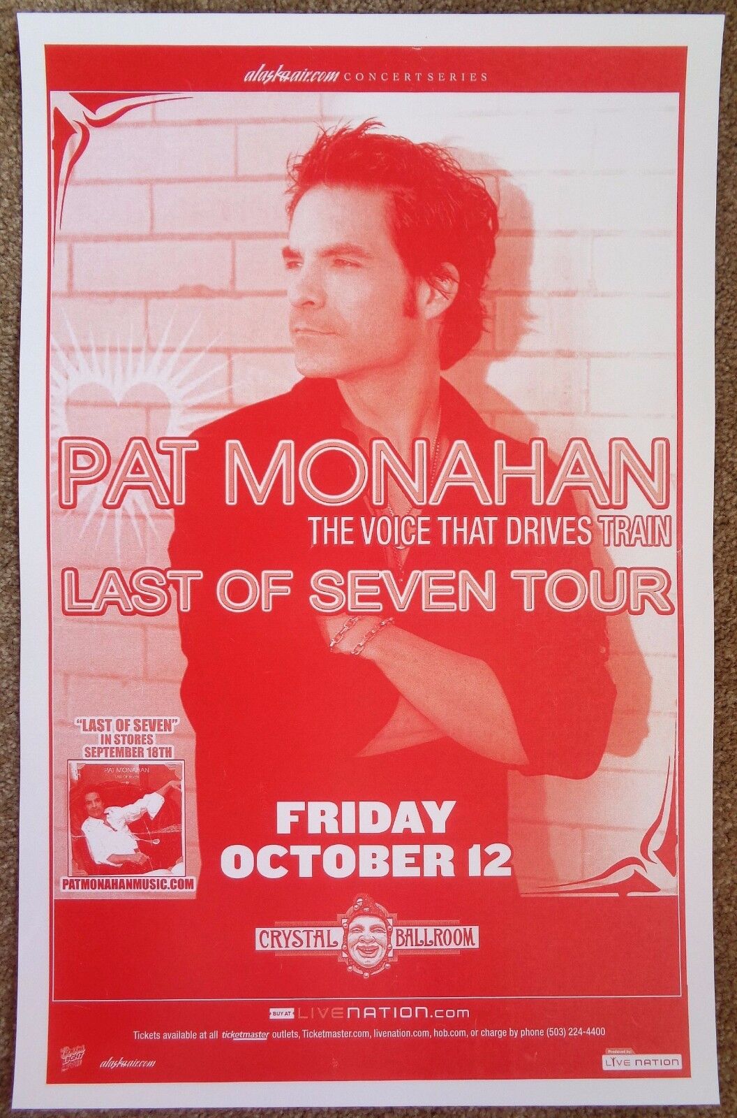 PAT MONAHAN of TRAIN 2007 Gig POSTER Portland Oregon Concert