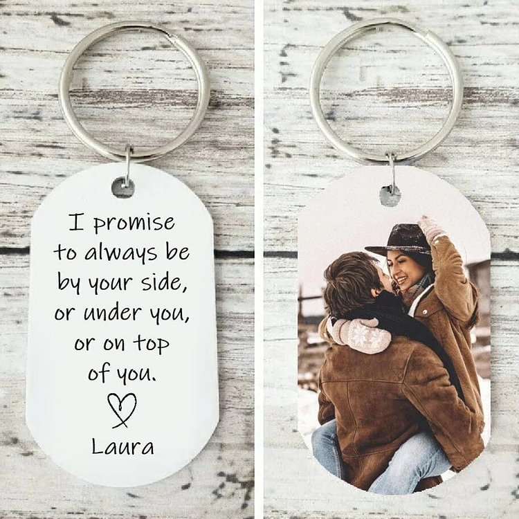Personalized Name Couple Keychain Stainless Steel Key Ring I Promise to Always Be By Your Side Romantic Gift for Couple
