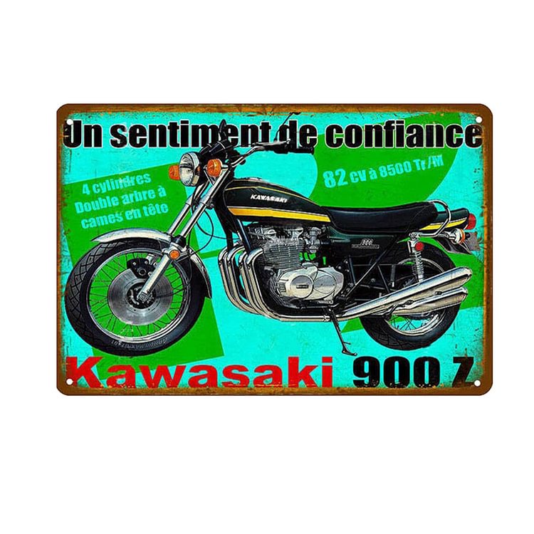 Moto Kawasaki 900Z - Enseigne Vintage Métallique/Enseignes en bois - 20*30cm/30*40cm