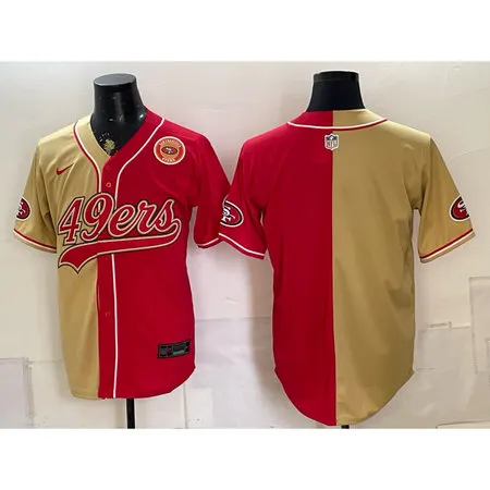 Men's San Francisco 49ers Red Split Cool Base Stitched Baseball Jersey FJQ3