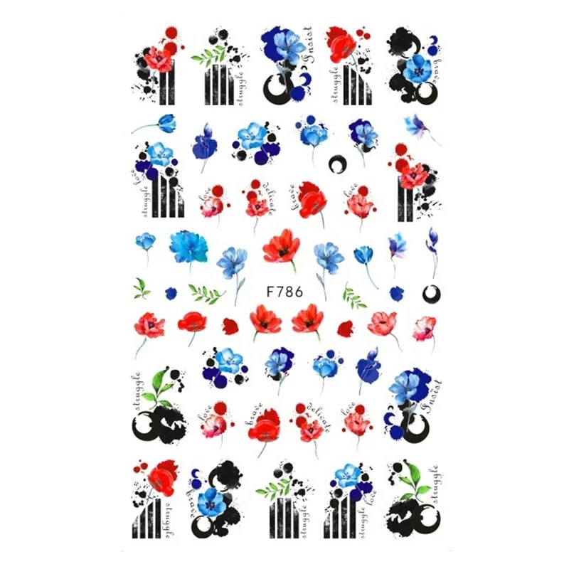 1pcs Autumn Winter Nail Sticker Robin Snow Birds Flower New Year Halloween Christmas 3D Decals Nail Art Design Decor Accessories-Nail Inspo