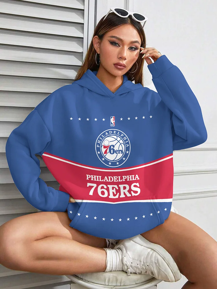 Philadelphia 76ers  Printed Hooded Pocket Pullover Hoodie