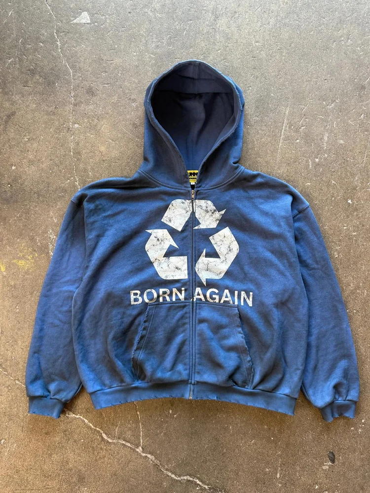 Environmental Label Washed Hooded Sweatshirt