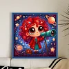 Girl Holding A Telescope-11CT Stamped Cross Stitch 45*45cm/17.72*17.72in