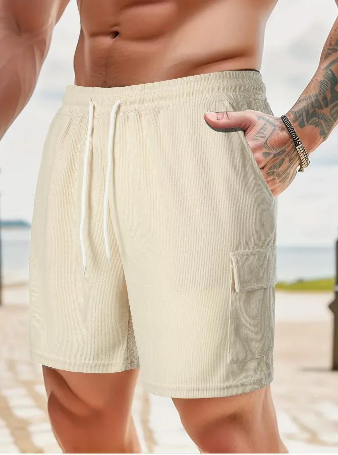 Men's Solid Color Comfortable Simple Daily Corduroy Pocket Shorts