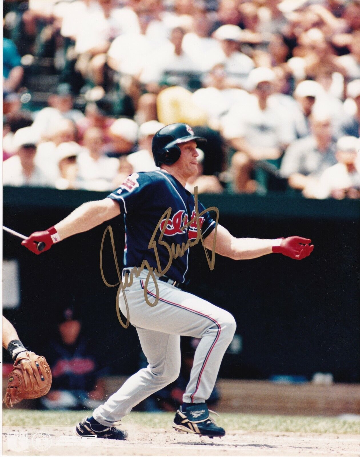 JEREMY BURNITZ CLEVELAND INDIANS ACTION SIGNED 8x10