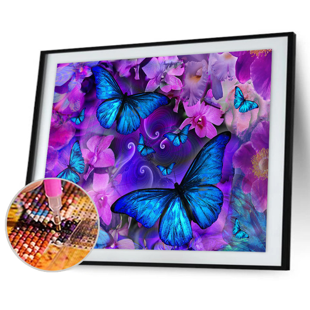 

(Multi-Size) Butterfly Flower - Round/Square Drill Diamond Painting - 40*30CM, Square diamond 30*40cm, 501 Original