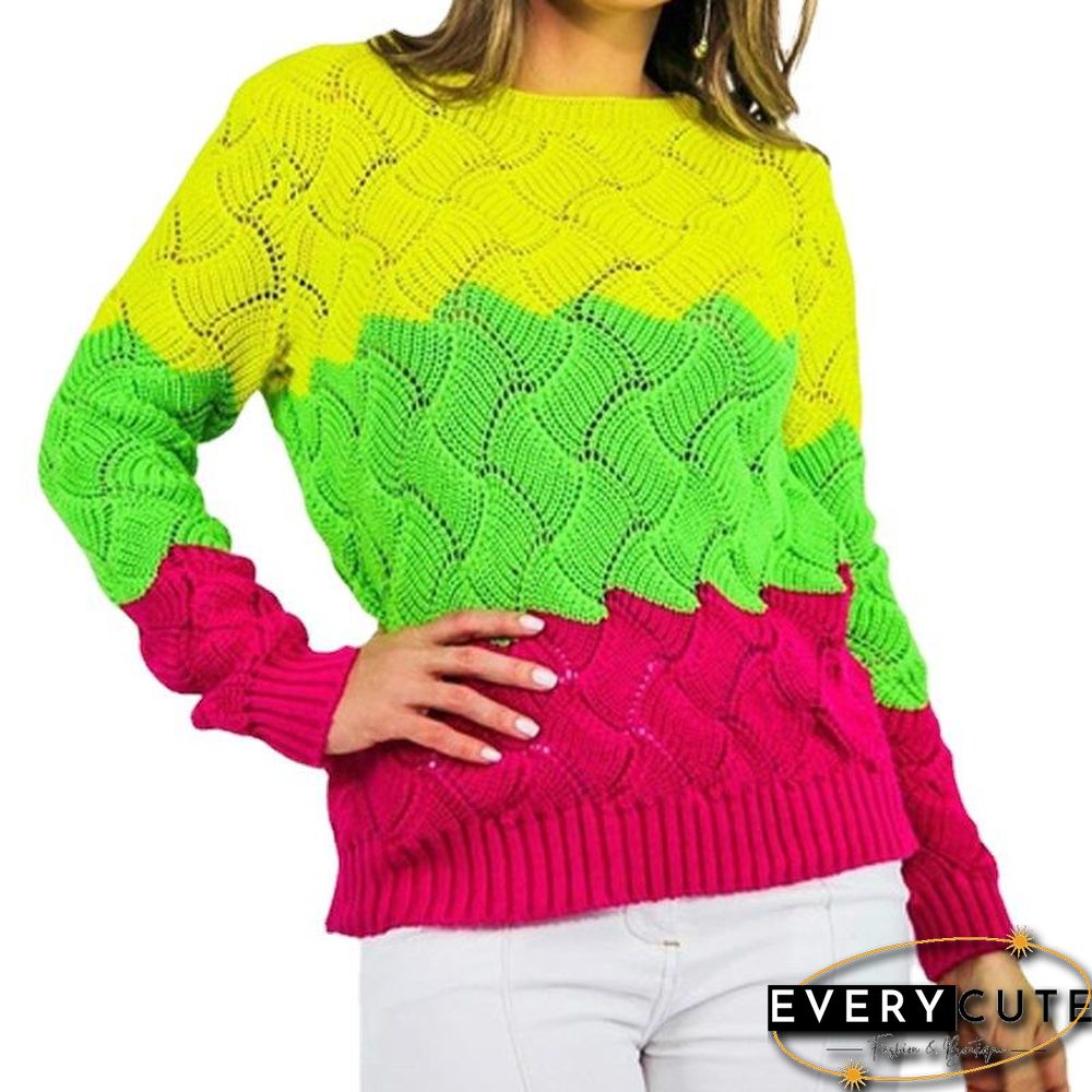 European and American Loose Rainbow Knitted Sweater