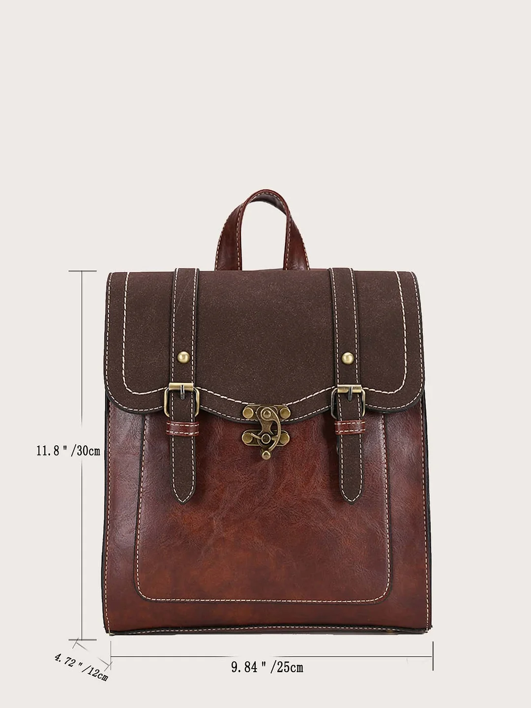 Double buckle decorative flip back backpack