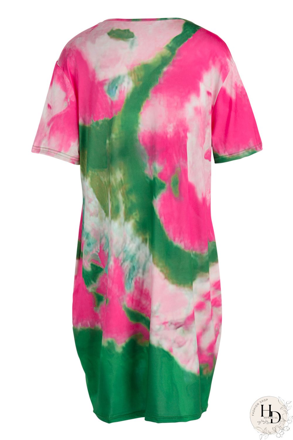 Orange Green Fashion Casual Letter Print Tie-dye O Neck Short Sleeve Dress Dresses