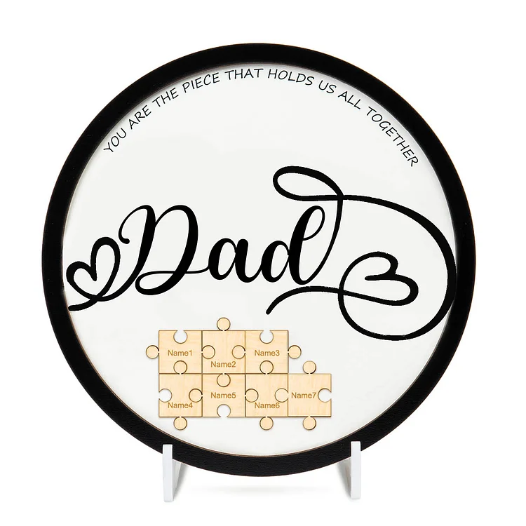 Dad Wooden Puzzle Sign Custom 7 Names Family Gifts "You Are The Piece That Holds Us Together"