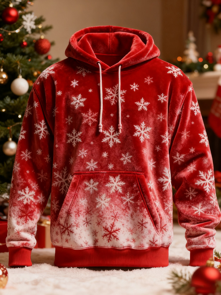 Men's Christmas Print Long-sleeve Hooded Sweatshirt elevenforest