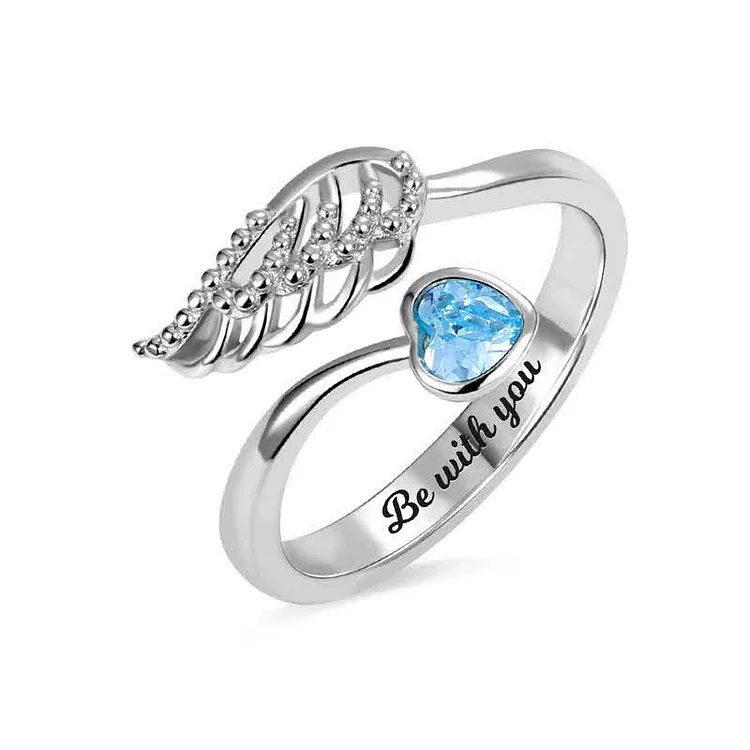 Leaf Birthstone Personalized and Engraved Ring