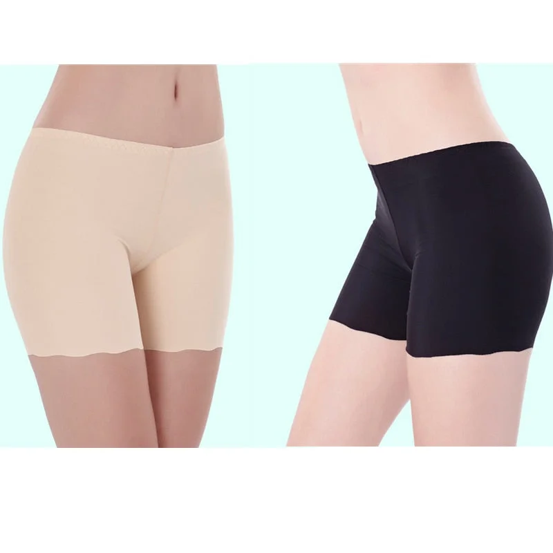 2PCS Ice Silk Safety Panties Seamless Pantiesant Mid-Waist Interior Femenina Women Comfortable Anti-Exposure Large Stretch Boxer