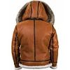 Men's Outdoor Retro Thick Velvet PU Hooded Jacket by Inlyline