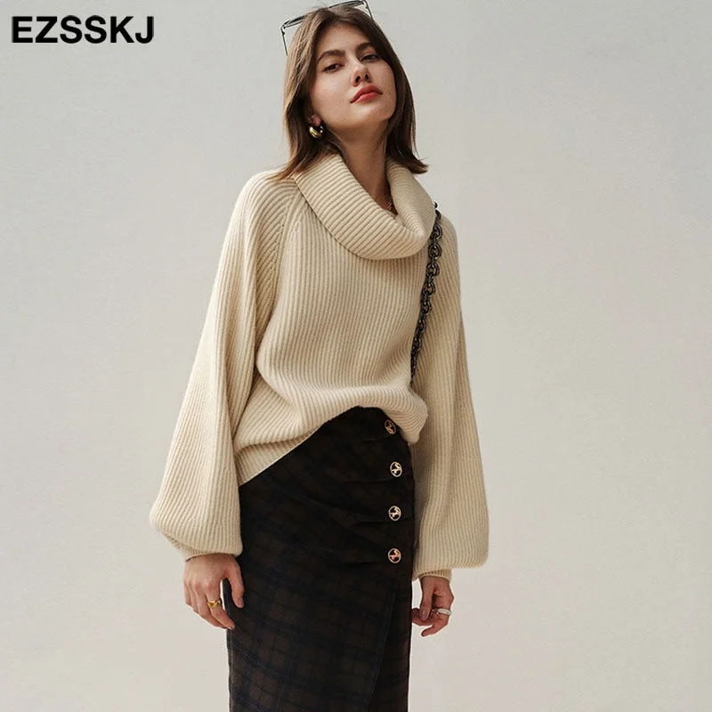 Autumn Winter oversize thick Sweater pullovers Women 2021 loose cashmere turtleneck big size Sweater Pullover for women female