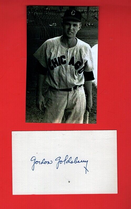 1949 GORDY GOLDSBERRY-CHICAGO WHITE SOX AUTOGRAPHED 3X5 W/GLOSSY Photo Poster painting -(d.96)