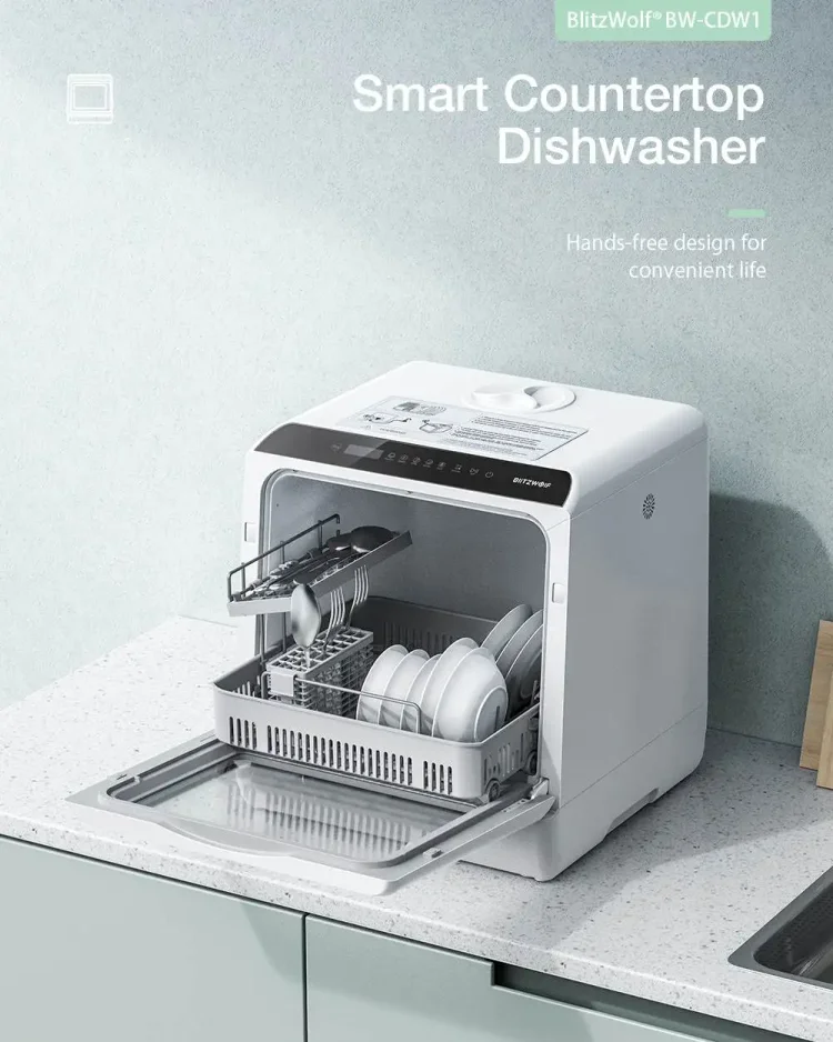 Blitzhome Dishwasher with APP Control Intelligent Countertop Table Smart Portable Countertop Dish Washers Machine For Kitchen