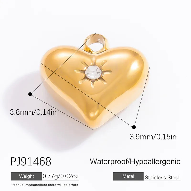 1 Piece 11.1*11.2MM 15.7*17MM 304 Stainless Steel Heart Shape Pendant Chain Jewelry Accessories