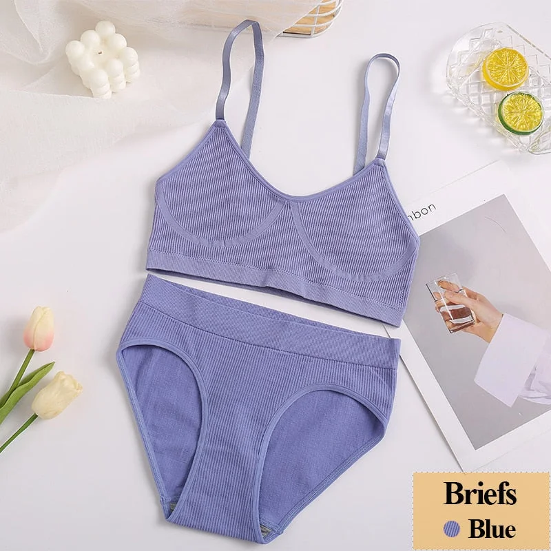 New Women Bra Panties Set Sexy Push Up Bralette Female Fitness Seamless Underwear Sports Lingerie Brassiere Girls Tank Crop Top