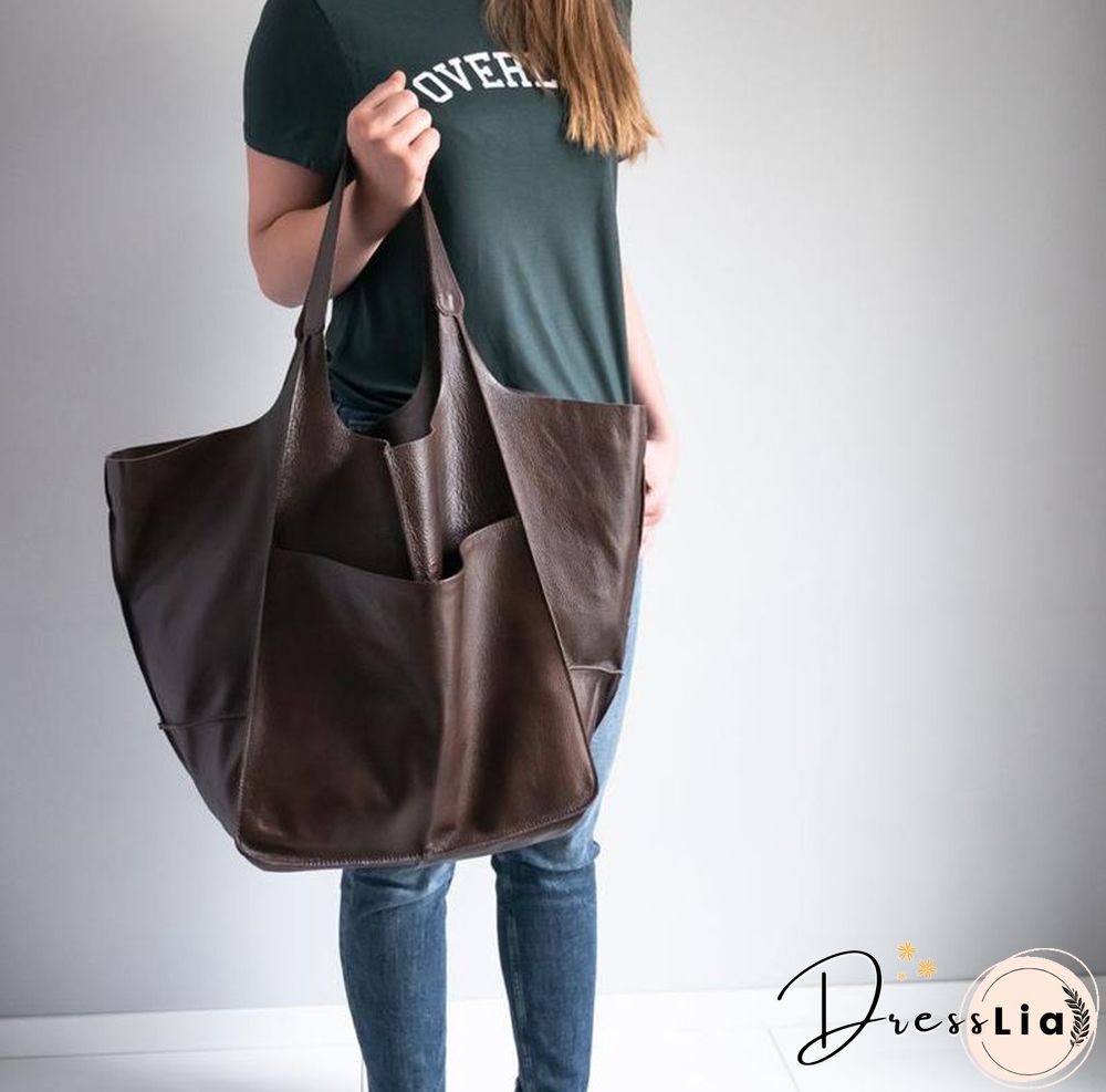 Brown Leather Womens Tote Bags School Handbags