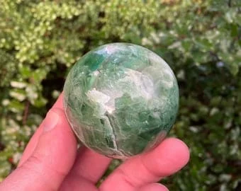 pornhint Pornhint Big Rainbow Fluorite Crystal Sphere -62mm - Stand Included - Smooth Polished Crystal Ball - 405 grams - Green, Purple, white w/ Rainbows